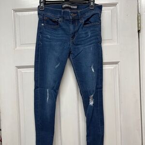 A5 - #259 Express dark blue jeans, super soft ankle leggins, size 4